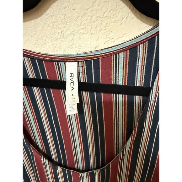 RVCA Women’s Striped Tunic Dress Top‎ Size Large 3/4 Sleeve Boho Surf Skate - Picture 3 of 5